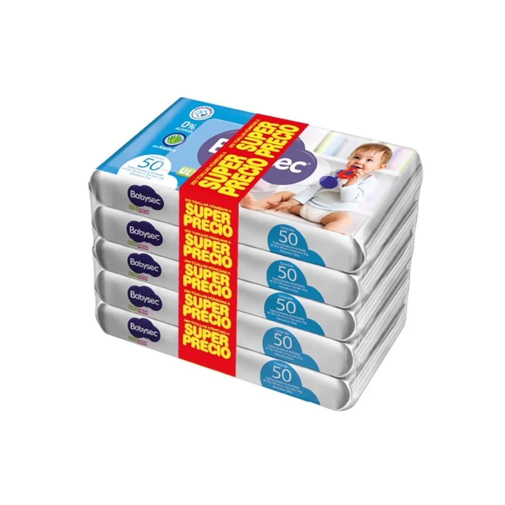 Babysec Toallitas 50 unidades pack x5