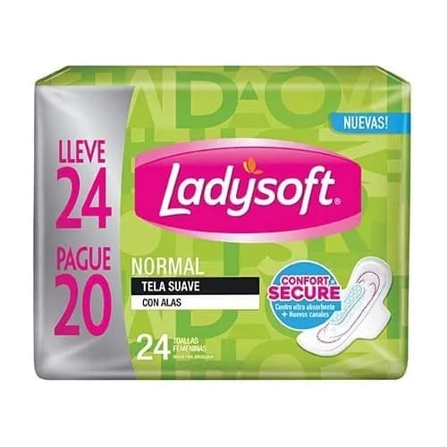 Ladysoft normal x24 toallitas con alas