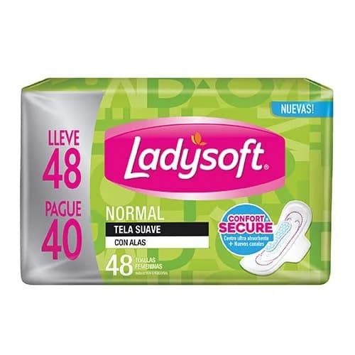 Ladysoft normal x48 toallitas con alas