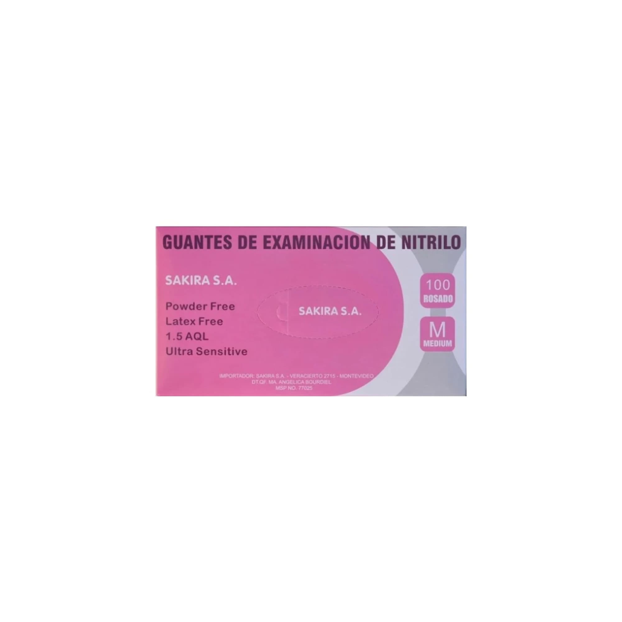 Guantes de Nitrilo Rosado x100 talle M - Sakira