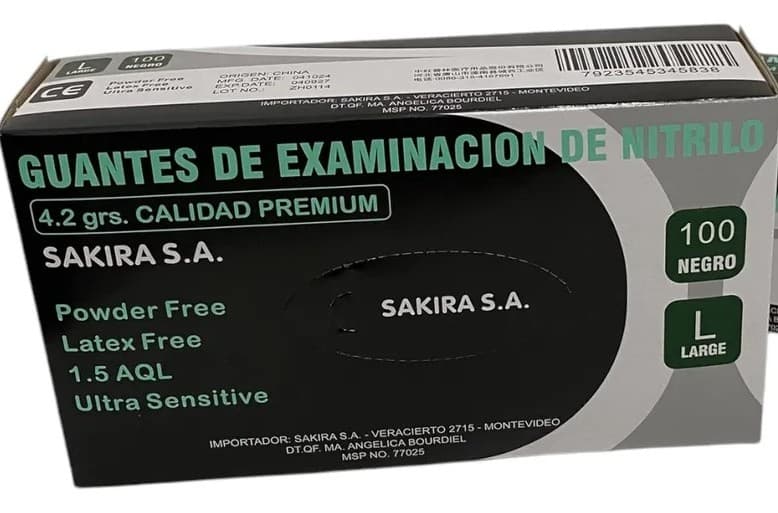 Guantes Nitrilo Negros talle L x100-Sakira