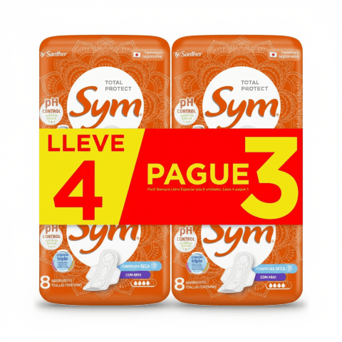 Sym toallitas con alas 4x3