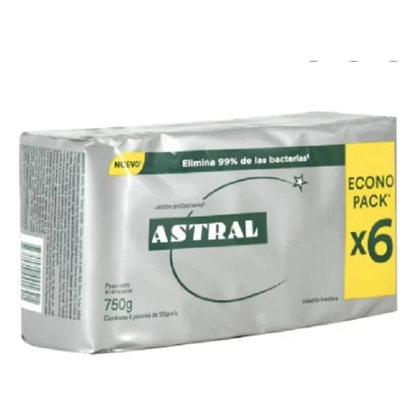 Astral plata jabón tocador 125gx6