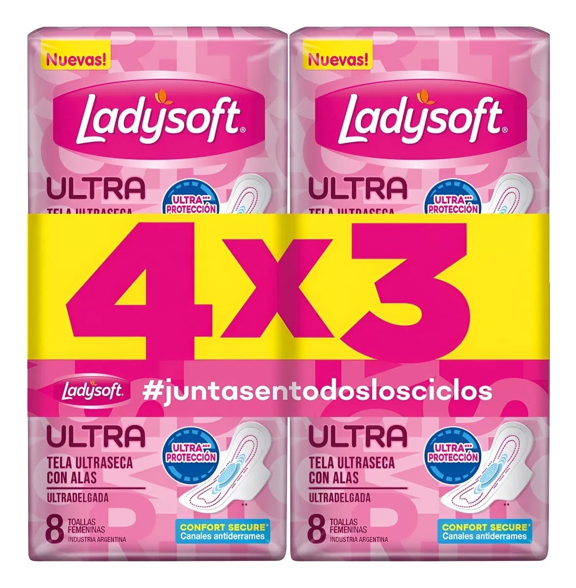 Ladysoft ultradelgadas 4x3 toallitas