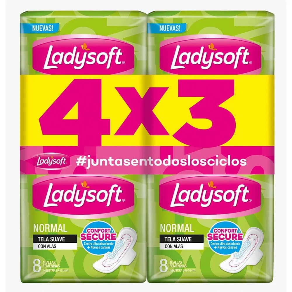 Ladysoft normal 4x3 toallitas intimas con alas