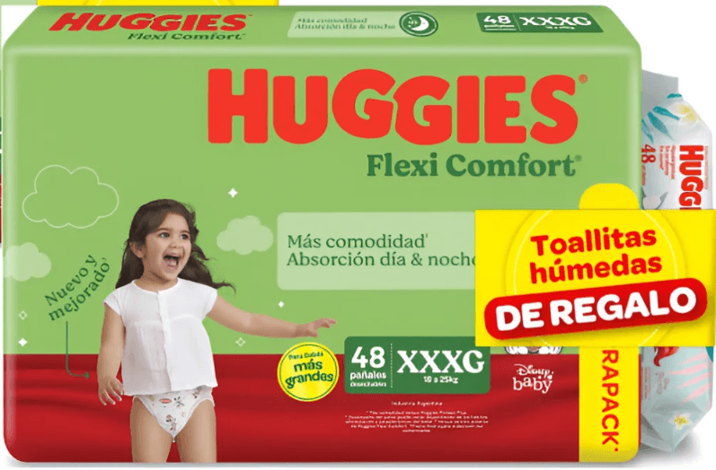 Huggies Flexi Comfort XXXG x48 con toallitas de regalo
