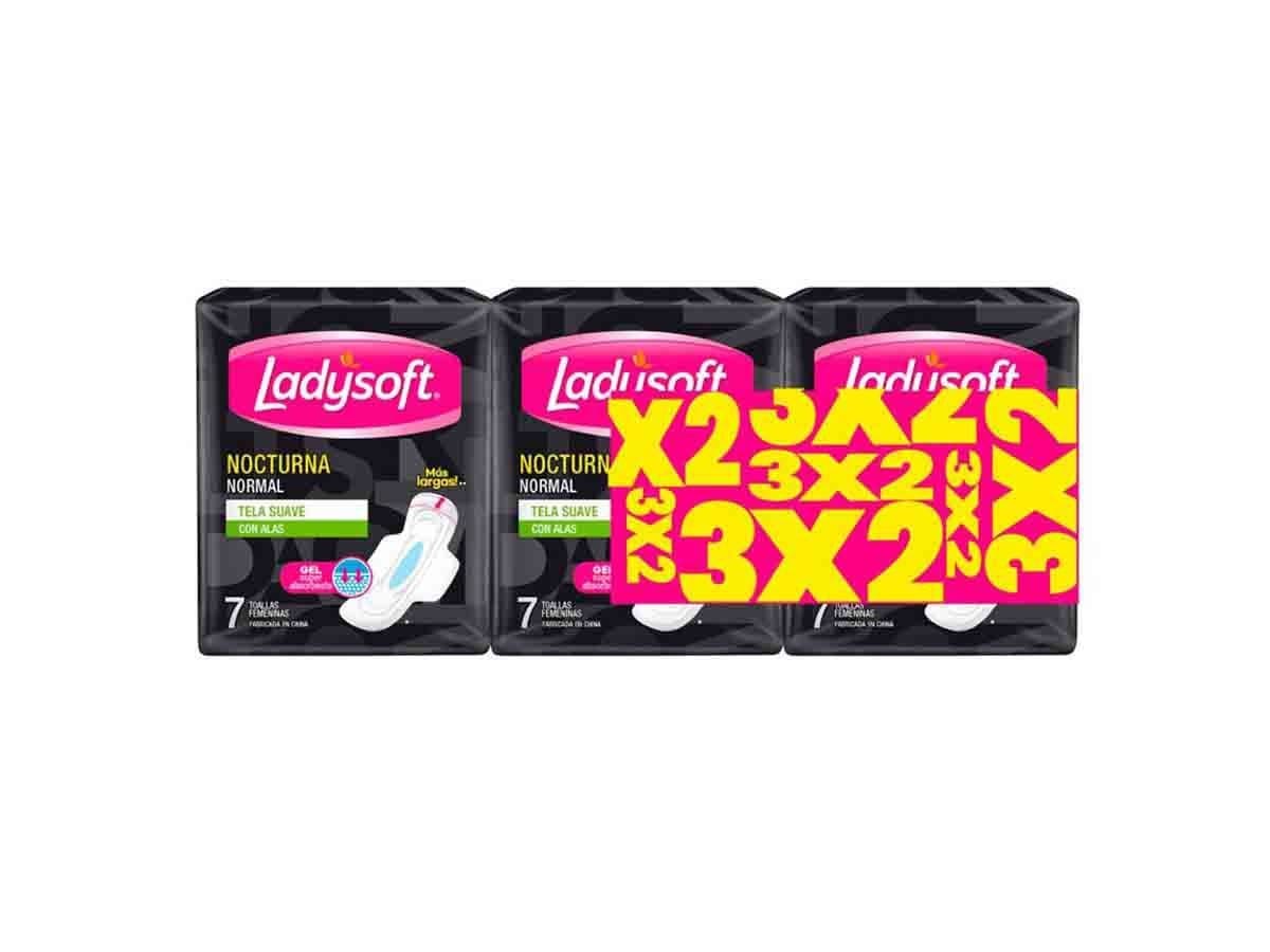 Ladysoft Nocturnas 3x2 pack toallas femeninas con alas