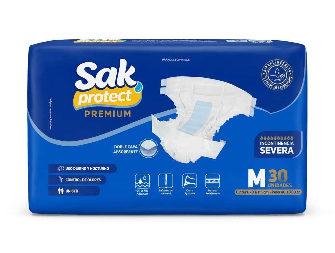 Sak Protect PREMIUM pañales adulto M 30 unidades