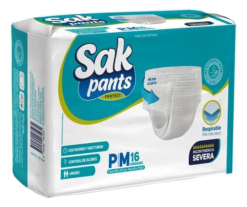 Sak pantys pañales adulto descartables P/M 16 unidades