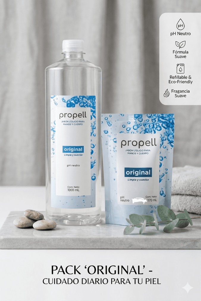 Propell Original, jabón líquido para manos y cuerpo 1000ml+170ml
