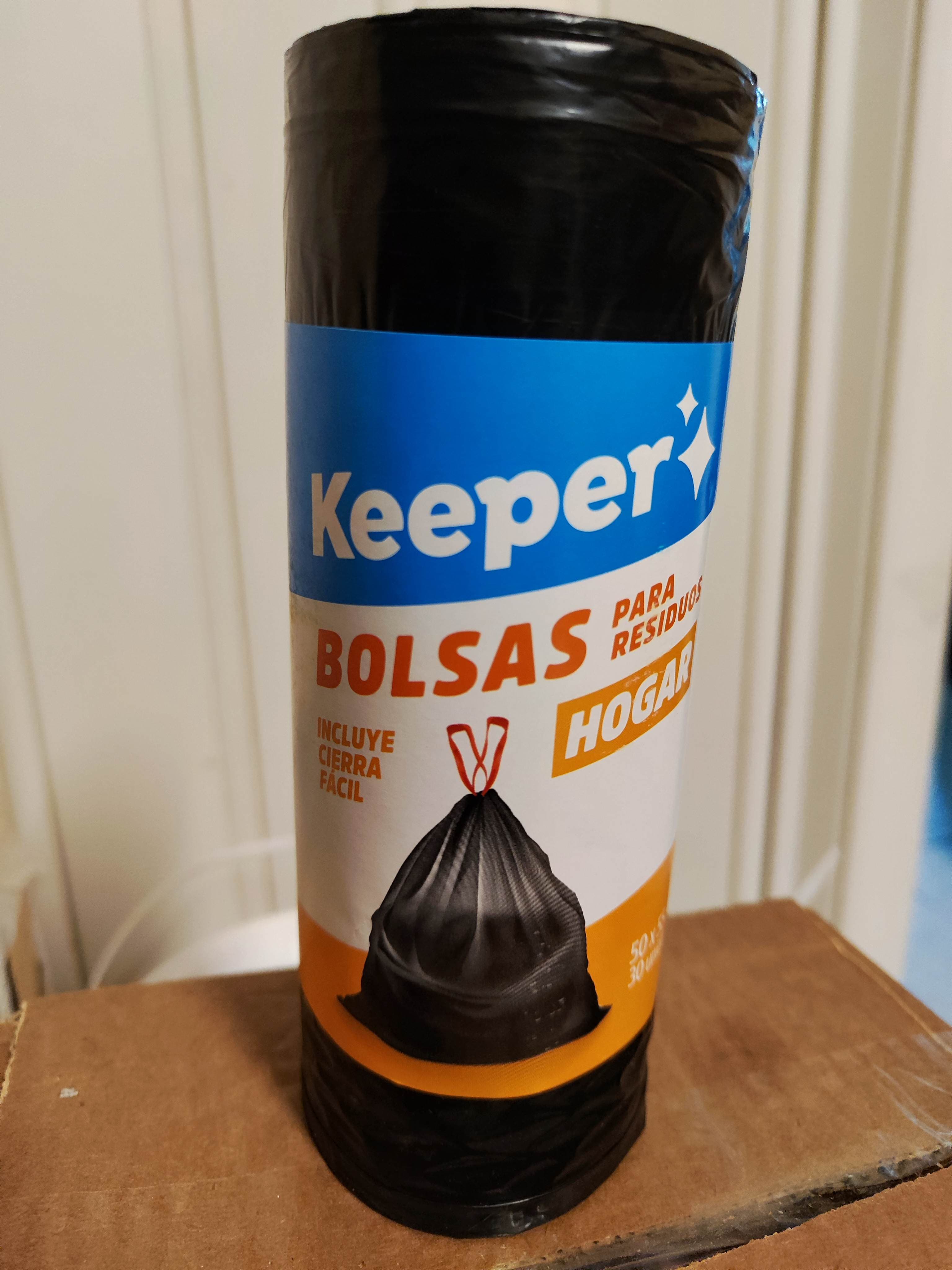 Keeper bolsas residuos rollo 30u cierra fácil 50x55 cm
