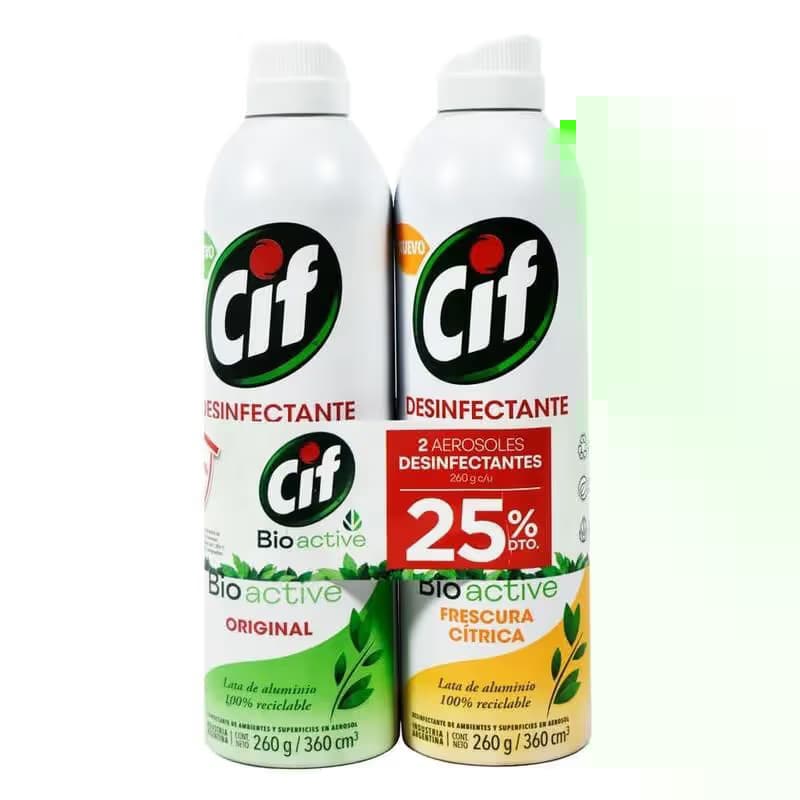 CIF spray desinfectante de ambientes y superficies pack x2