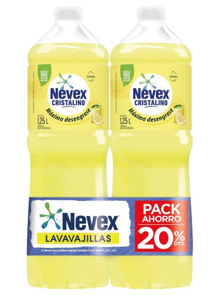 Nevex Lavavajillas Cristalino pack x 2, 1.25L C/U