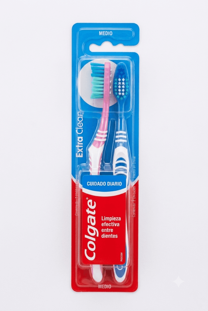 Colgate Extra Clean cepillo dental pack X2 - MEDIO