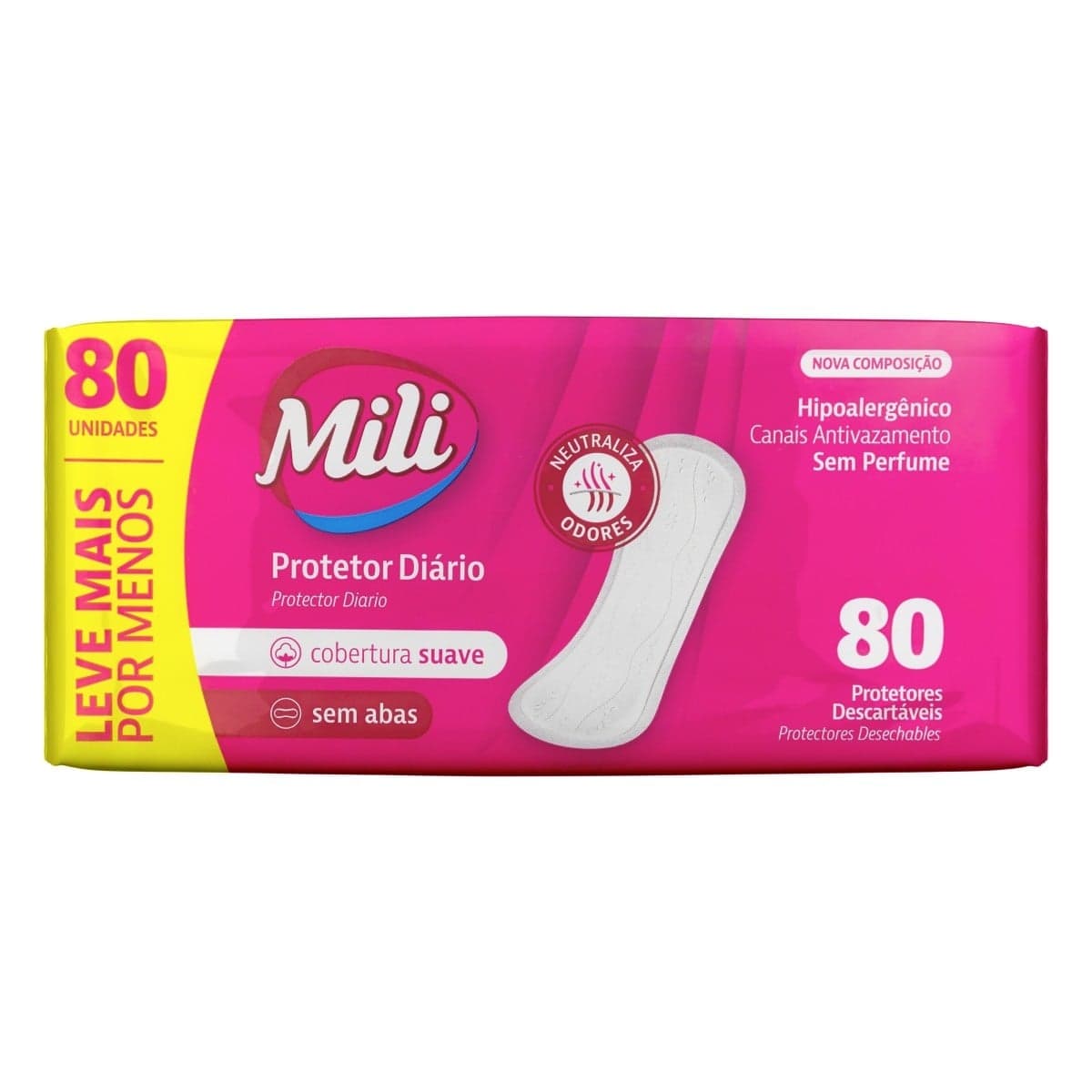 Mili protectores diarios 80 un. Sin alas, sin perfume