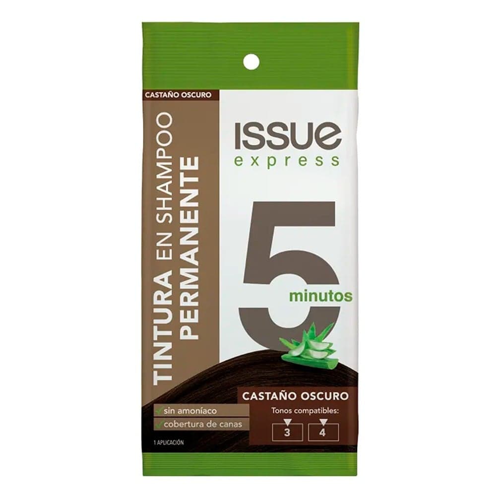 Issue express, tintura en shampoo PERMANENTE 5 MIN. - CASTAÑO OSCURO