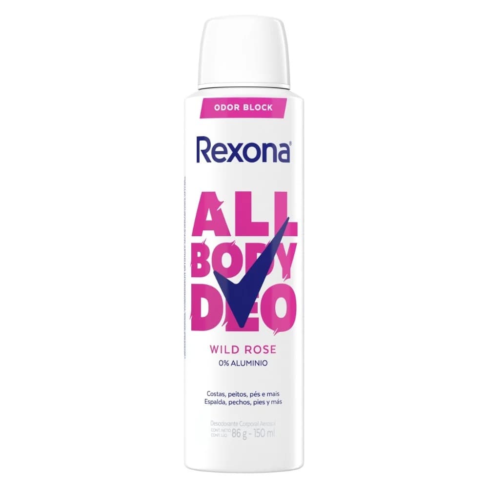 Rexona All Body Deo Wild Rose, desodorante corporal en aerosol.